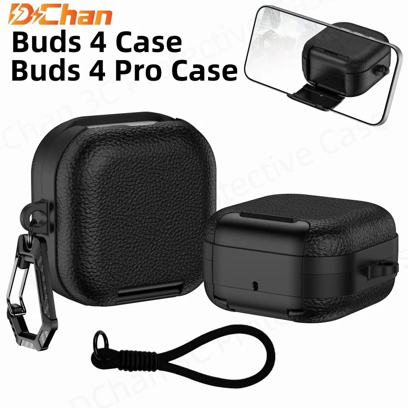 Capa for Samsung Galaxy Buds 4 /Buds 4 Pro Safety Lock Leather Case Shockproof Full Protection Cover For New  Buds 4 Pro Earbuds