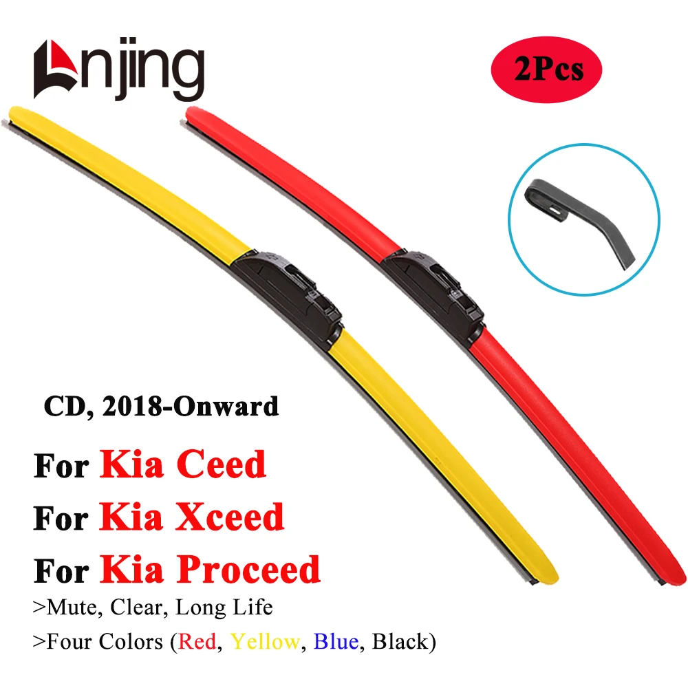 LNJING Colorful Wiper Blade For KIA Ceed Proceed Xceed CD Sportwagon 2018 2019 2020 2021 2022 2023 2024 Car Exterior Accessories