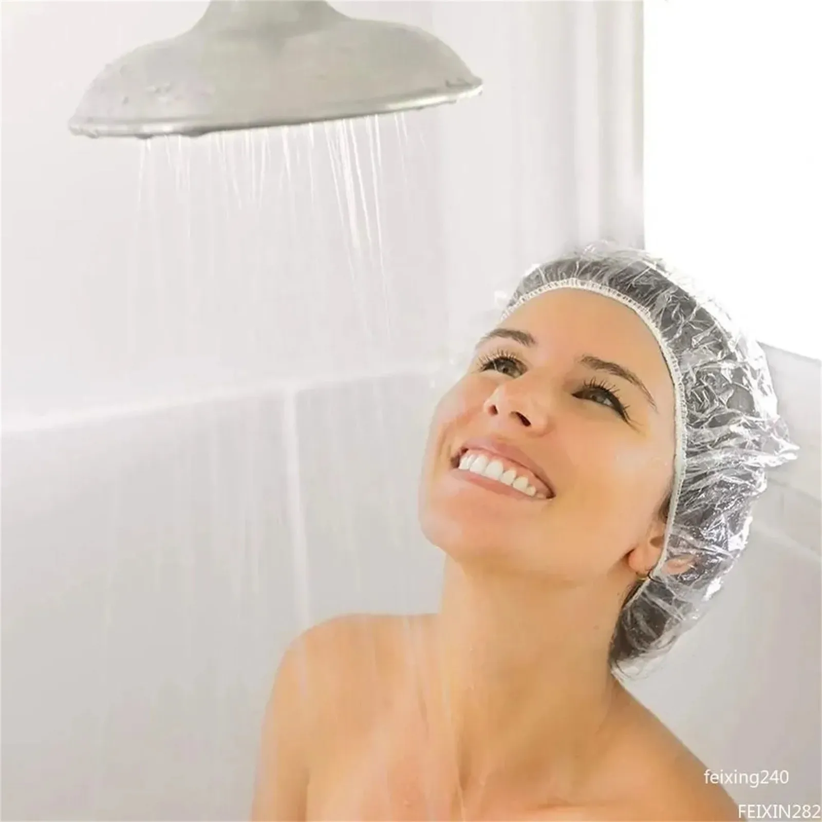 100pc Disposable Shower Caps Thickened Waterproof Sauna Bonnets Household Bathroom Accessories Bonnet Satin tappo piatto doccia