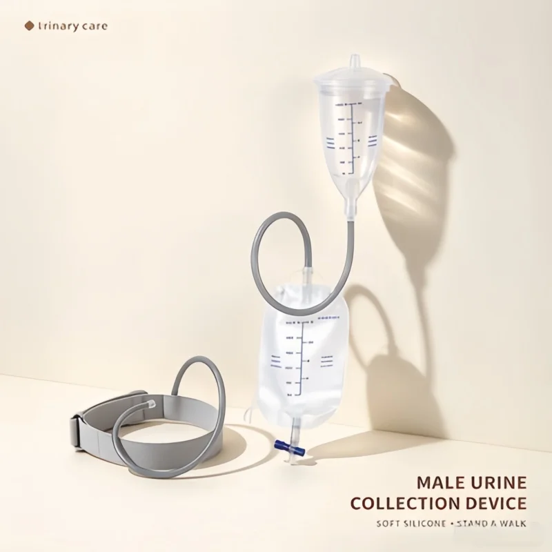 Leak Proof Male Urine Collector, Silicone Wearable External Catheter Urinal for Elderly Care