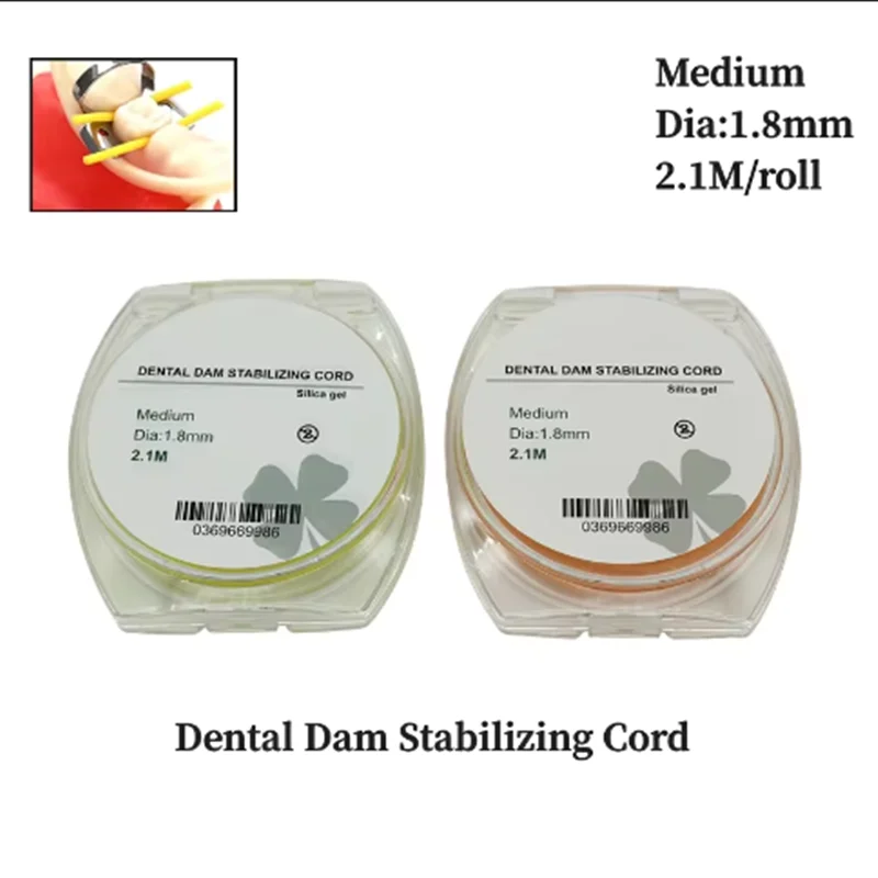 1 Roll Dental Rubber Dam Stabilizing Cord Medium Wedges Clamps Sheets Elastic 2.1m /Dia 1.8mm Dentistry Instrument