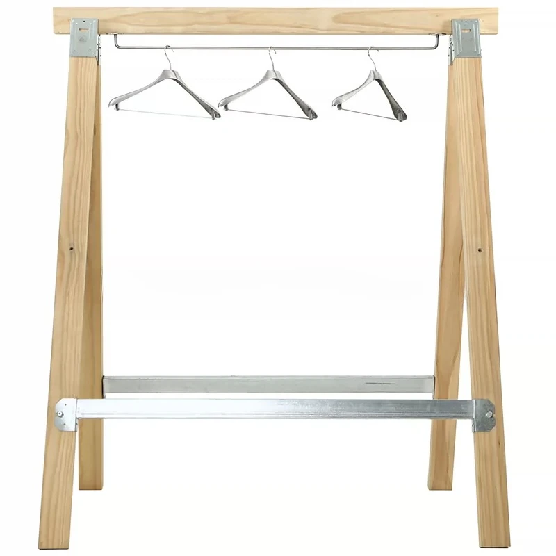 Log hanger Floor-to-ceiling Vintage industrial wind hanger clothing hanger storage Solid wood display rack