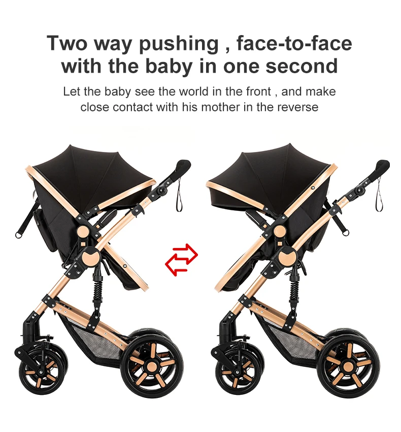 Poussette de Luxe 3 en 1 - Noir & Doré S8e5f79940c2a475b886c9e443db32107b