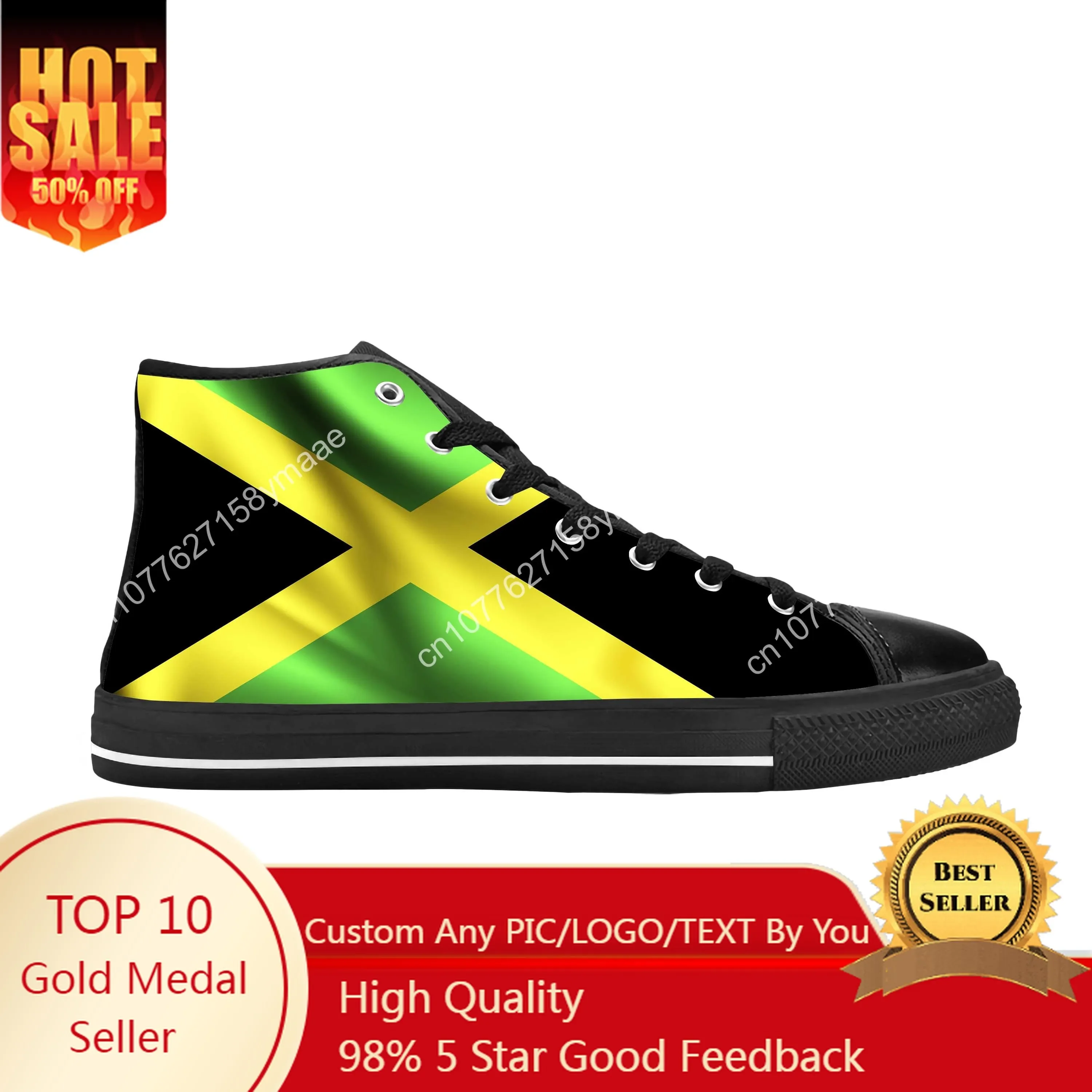 

Jamaica Jamaican Lion Flag Patriotic Pride Funny Casual Cloth Shoes High Top Comfortable Breathable 3D Print Men Women Sneakers