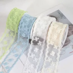 2Yards/Lot 38mm Bow Lace Ribbon Beautiful Embroidered Organza Lace Decor Dress Collar Headwear Sewing Trimming