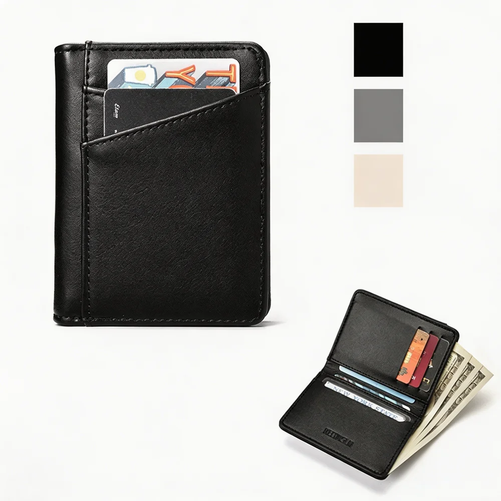 Men's Minimalist Style Ultra-Thin PU Leather Card Holder - Small Credit Card Wallet for Compact Organization