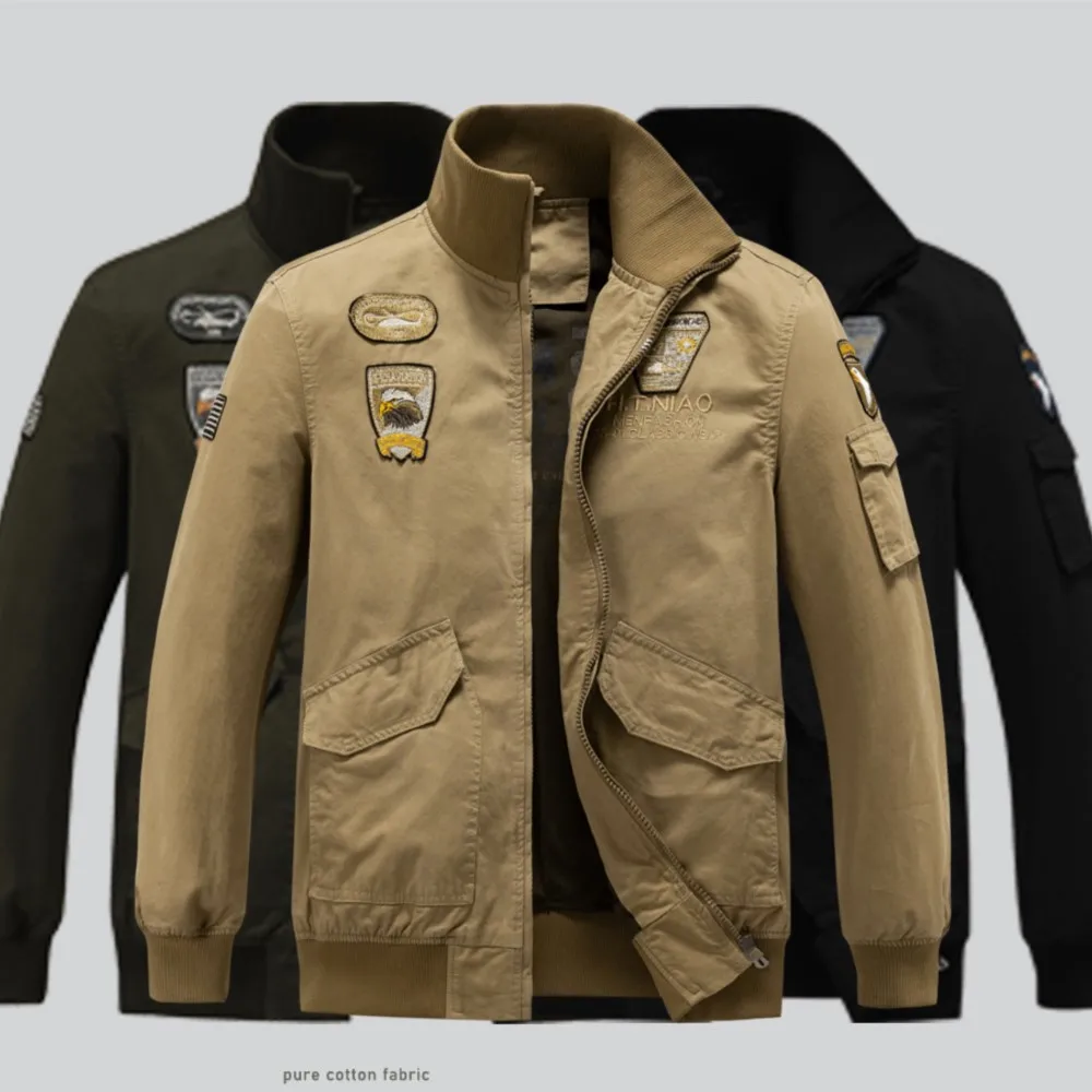 Spring and Autumn New Air Force One Stand Collar Cotton plus Size Casual Men's Jackets Style