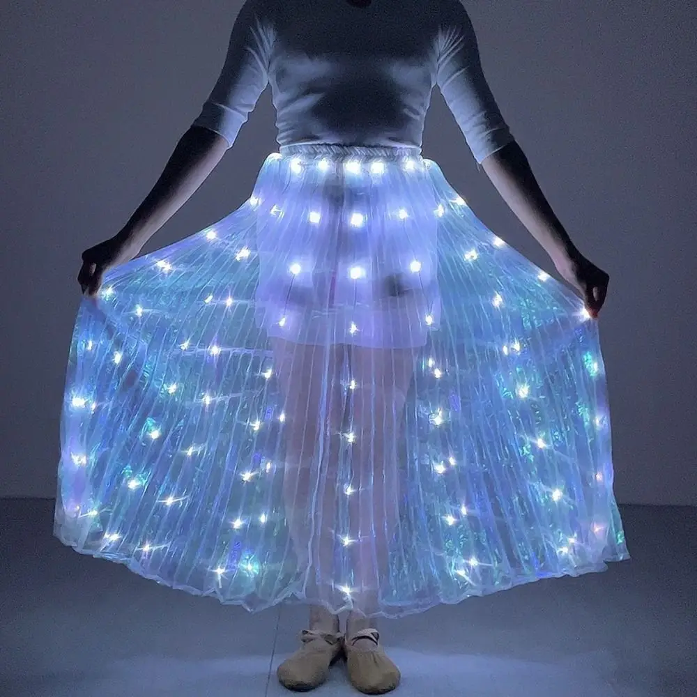 

Светящаяся LED-юбка, длинная белая светящаяся юбка, реквизит для фестивалей, вечеринок и танцев, для взрослых