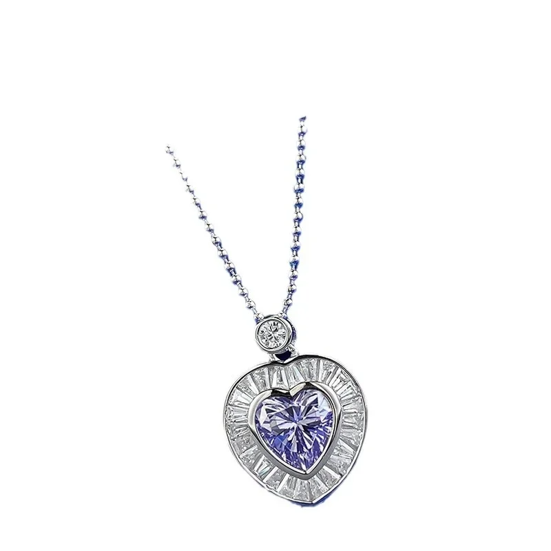 

New S925 Silver Love Ice Flower Cut Lavender Purple 8 * 8mm Love Pendant Jewelry