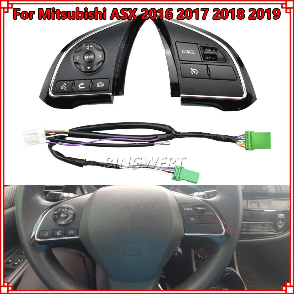 

Steering Wheel Switch With Backlight For Mitsubishi ASX 2016 2017 2018 2019 Audio Volume Bluetooth Cruise Control Button