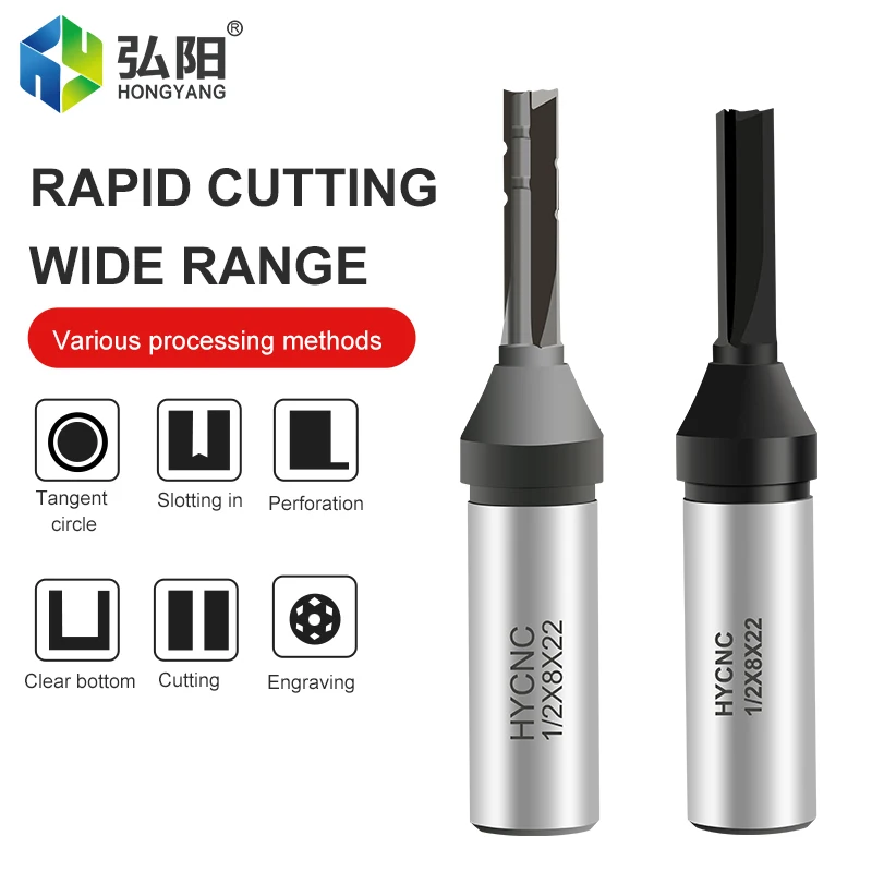 TCT-Fraise Droite CNC à 3 Bords avec Poignée de 12.7mm, Calcul, Embout de Rainurage de Garniture
