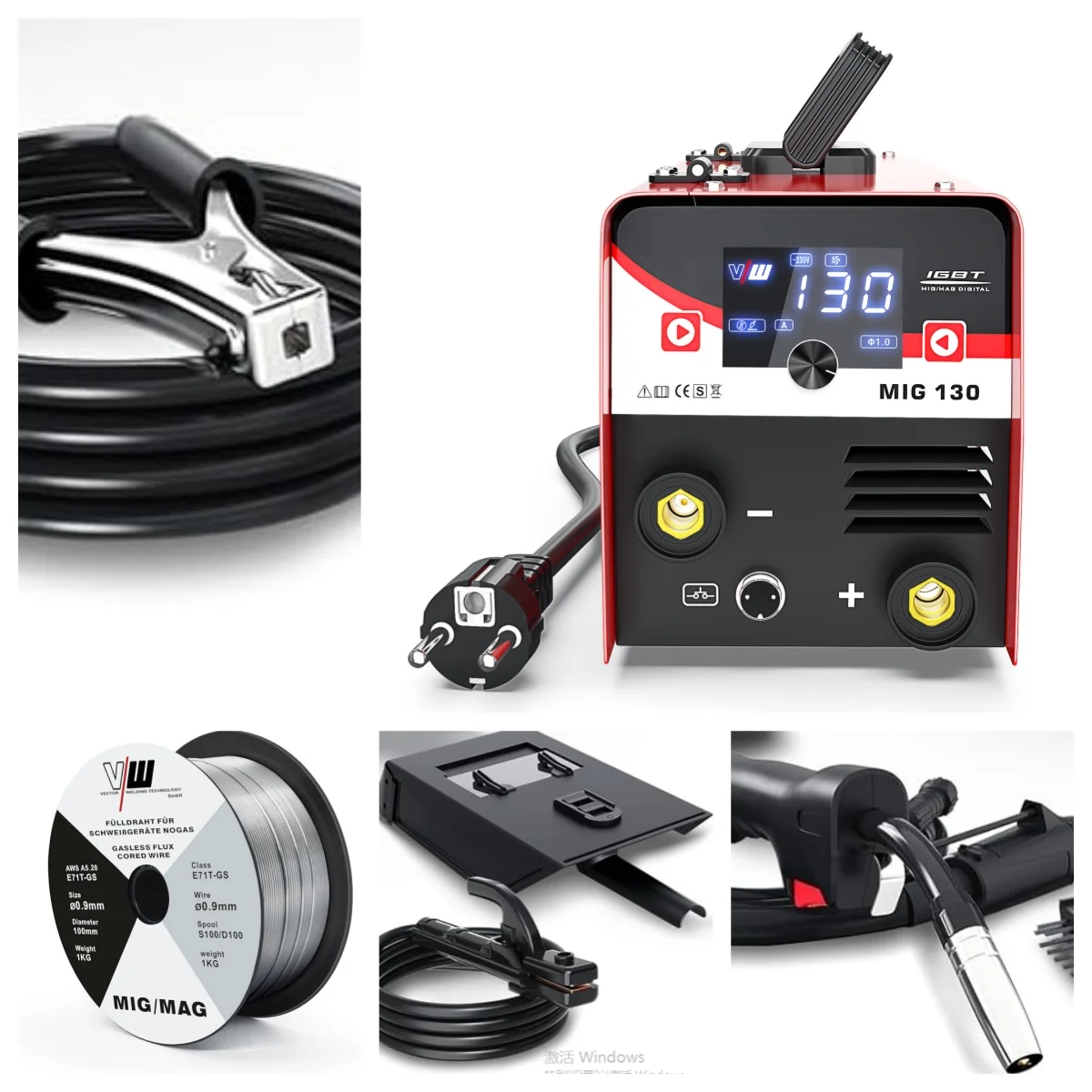 

1.0mm Flux Cored Wire For Tig Welders MIG No Gas New 220V 15.1KVA 60% Duty Cycle Welding Machine