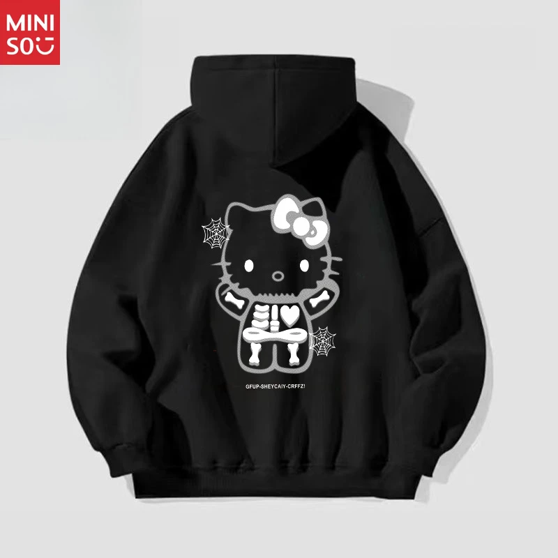 سترة بغطاء للرأس من Miniso Sweet Cool Hello Kitty، للجنسين في أوائل الخريف، سترة Ins Style