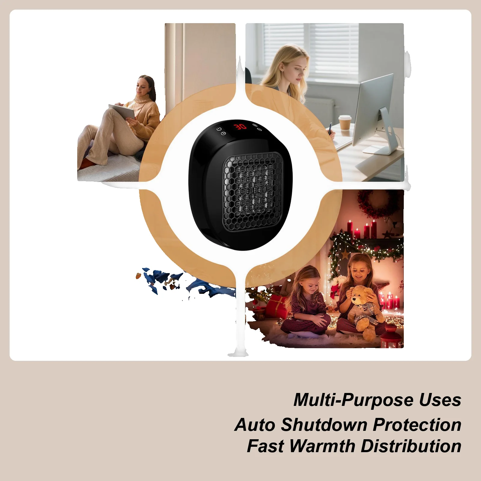 

Heaters For Indoor Use Plug In Heat Fan Ceramic Wall Outlet Electric Space Heater For Bathroom Bedroom Home Dorm Office RV Cabin