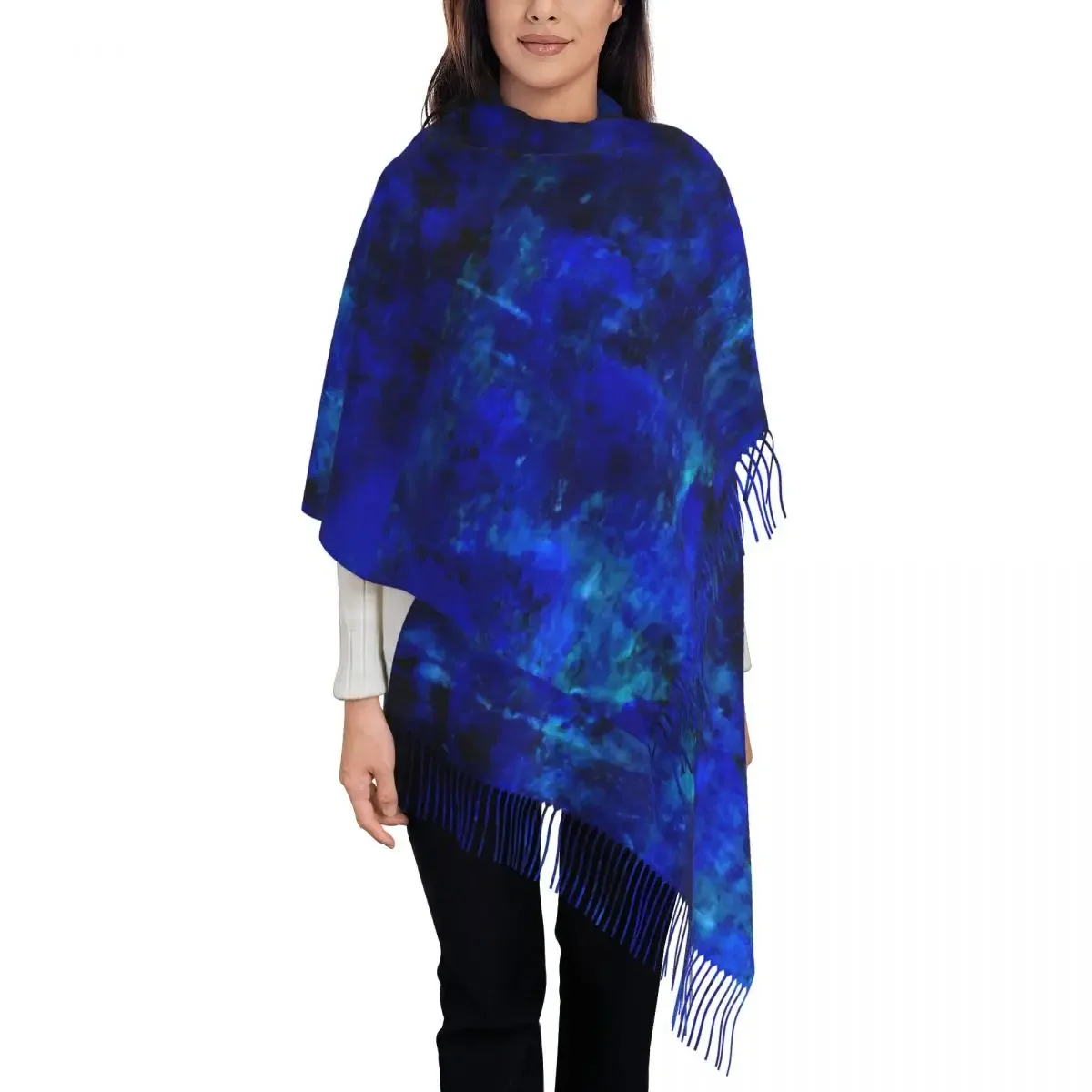 Outdoor Scarf Autumn Blue Paint Splatter Shawl Wrap Abstract Print Design Bandana Ladies Vintage Head Scarves