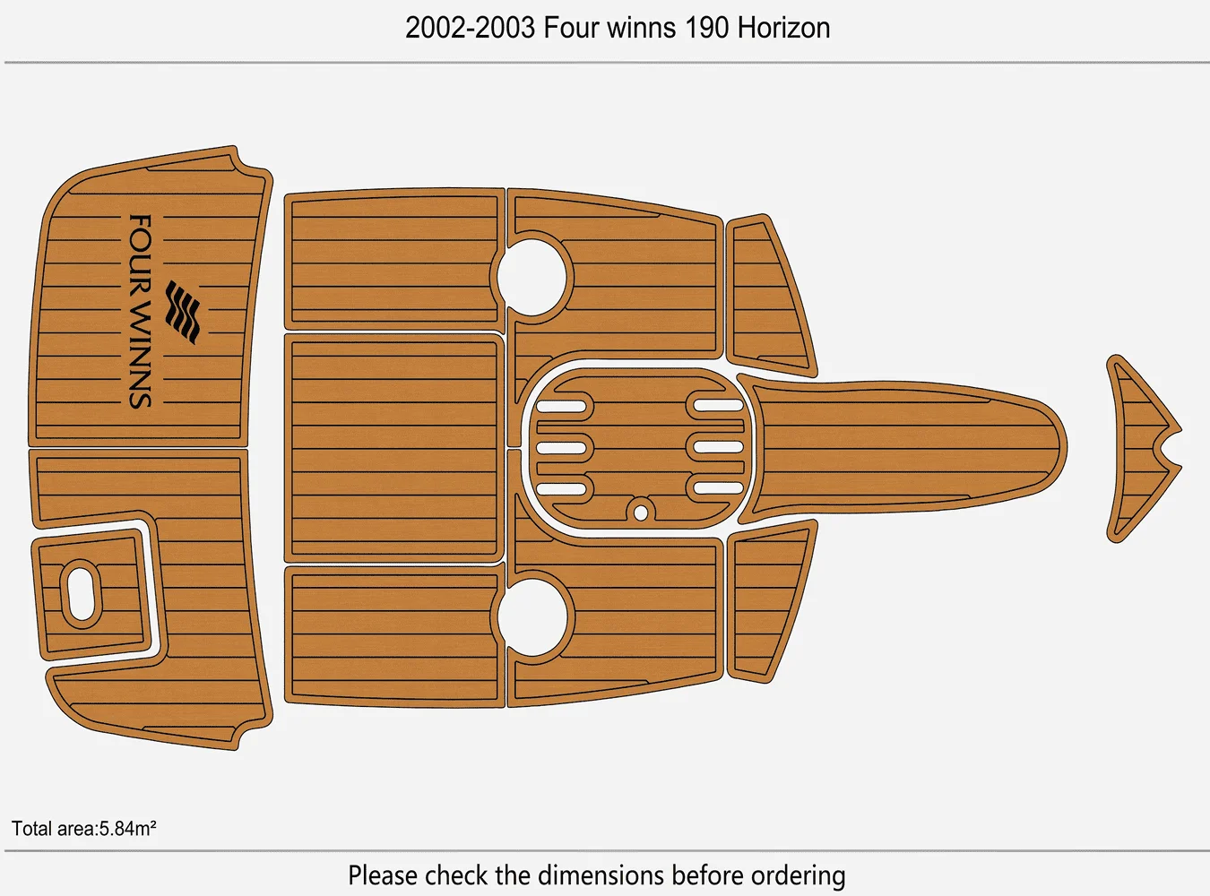 Anti-Skid EVA Faux Teak Self-Adhesive 6mm Boat Decking Pad for 2005 Four winns 190 Horizon Yacht Cockpit Durable Marine Flooring