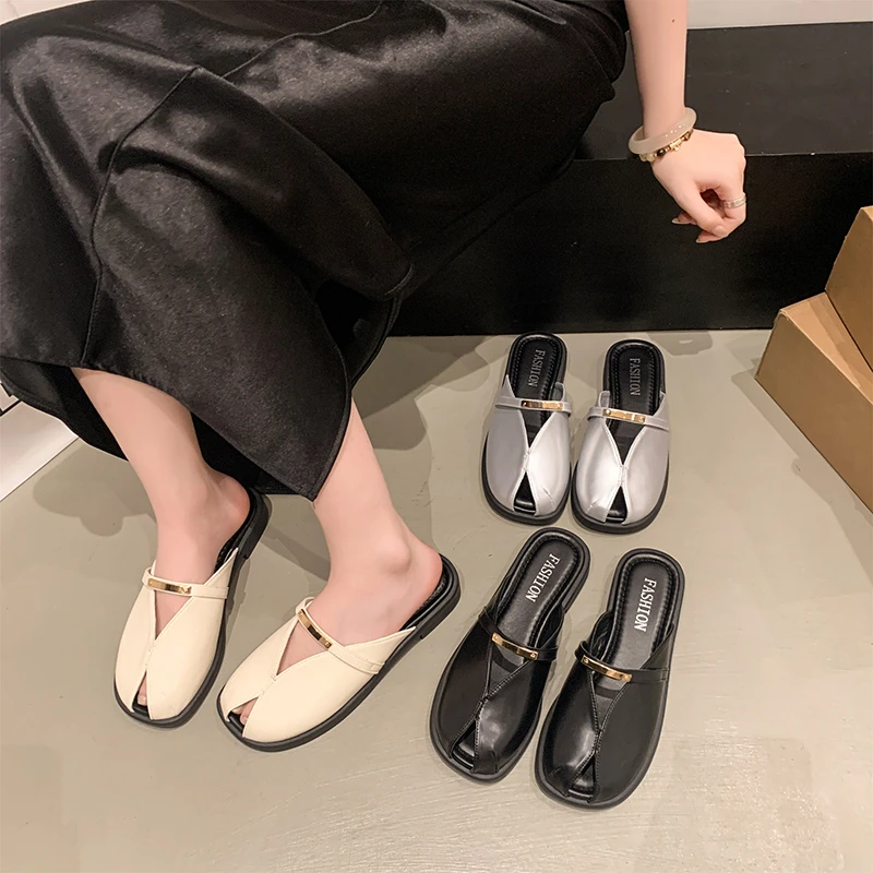 

Women's Casual Fashion Outdoor Wear-resistant Slip-resistant Baotou Slipper Breathable and Comfortable Slippers in Spring Summer