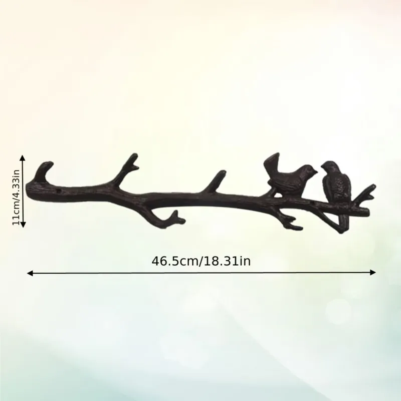 Wall Hook Creative Branch Bird Shape Iron Entryway Wall Mounted Coat Hat Key Holder for Home Decor Storage Organizer Rustic