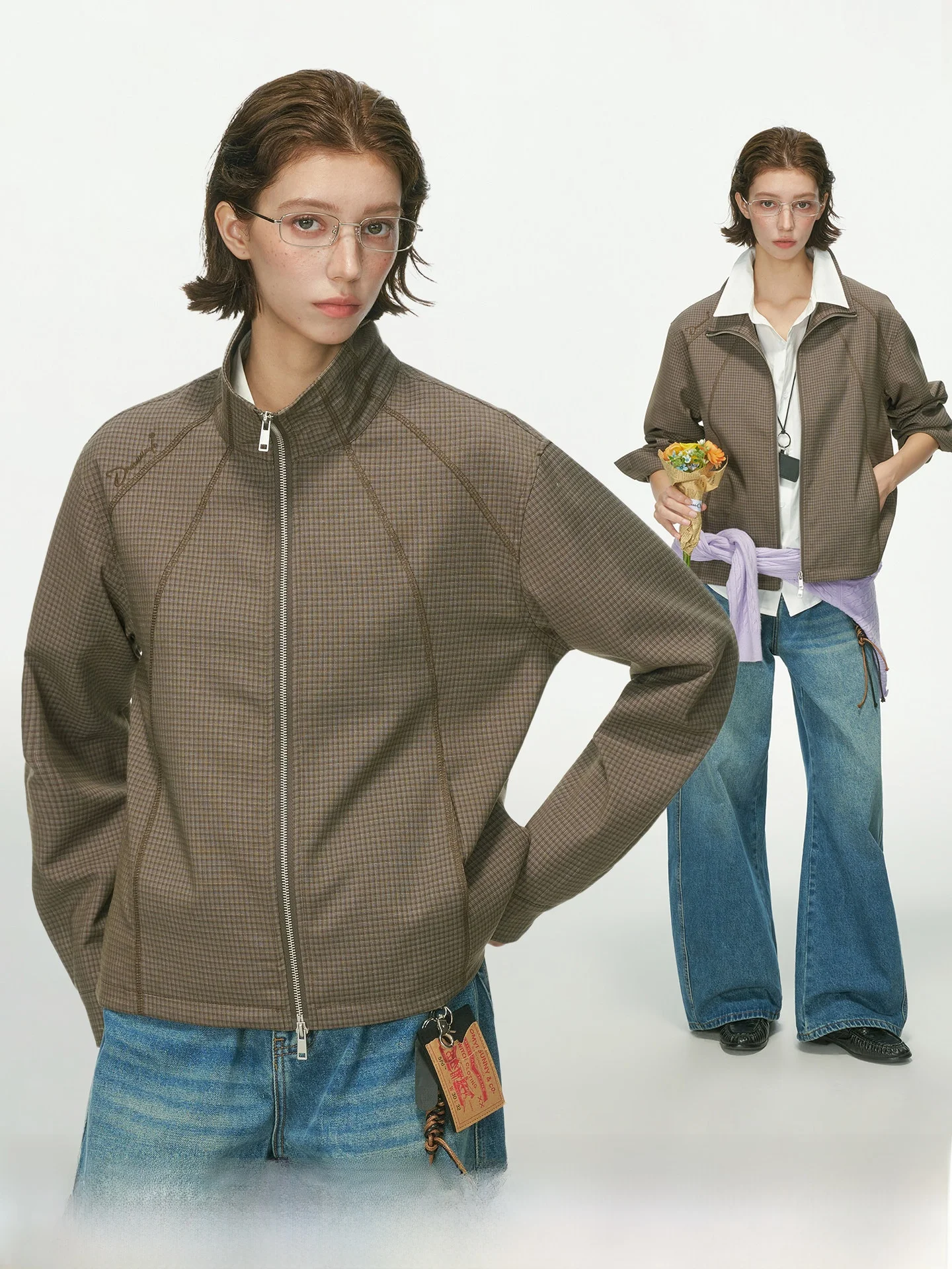 Dream Made American Style Waffle Texture Stand Collar Jacket Loose Zipper Outerwear for Men And Women Autumn Winter Season