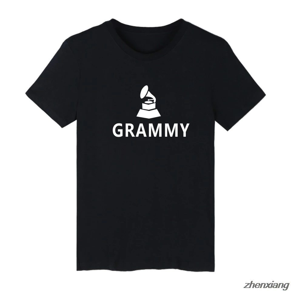 Print Grammy Awards Short Sleeve T-shirt Men Summer Black Fashion High Quality Printing Casual 100% Cotton Streetwear Tee Shirts