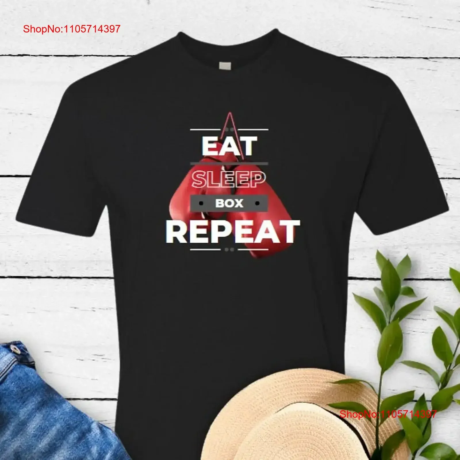 Boxing T Shirt gift for a boxer eat sleep box repeat gym fun vintage Washed fashion Comfortable graphic Soft streetwear