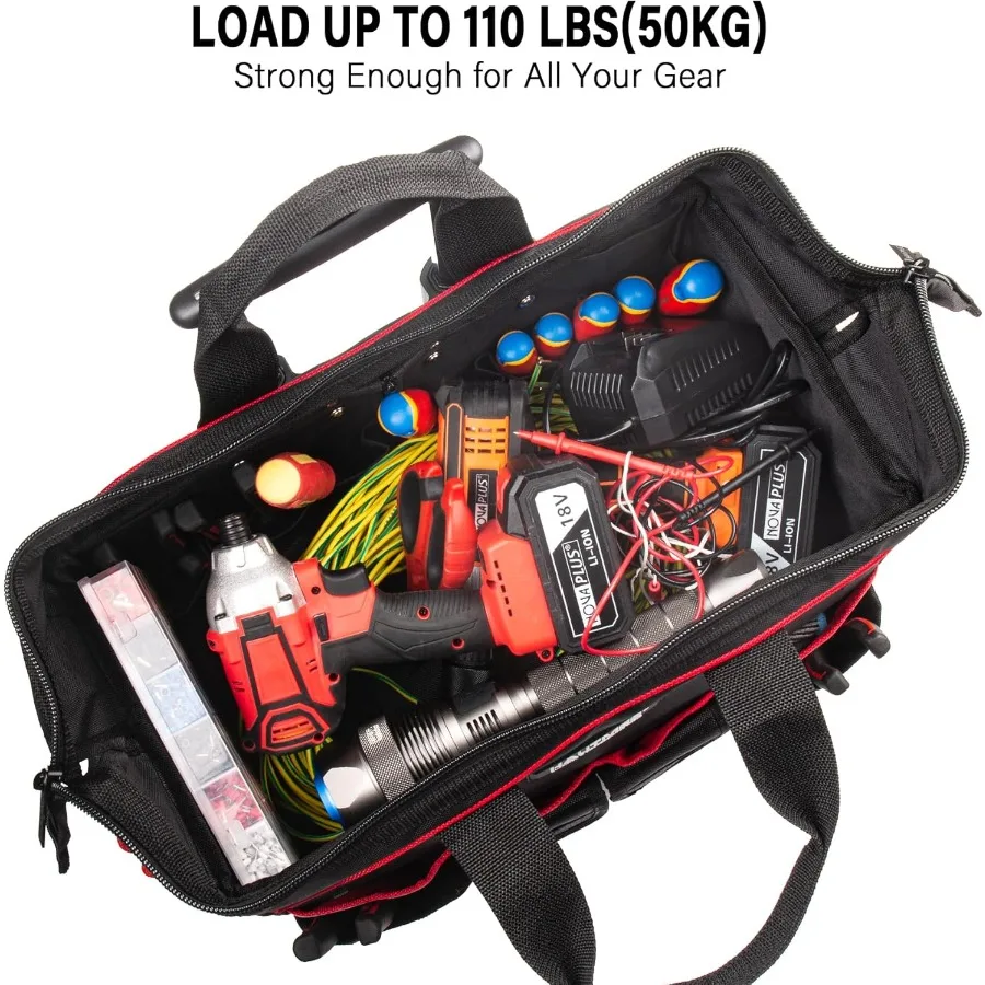 18 حقيبة أدوات دوارة مع عجلات 23 جيب منظم محمول في نسيج الثور المقاوم للماء تصميم واسع الفم عجلات كبيرة الحجم Te #5