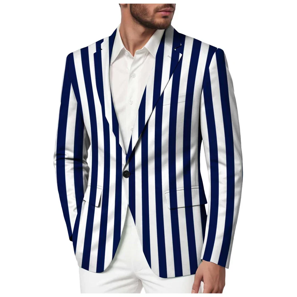 Men's Suit Striped Casual Business Lapel Classic Suits Coat For Men Long Sleeve Party Prom Wedding Formal s