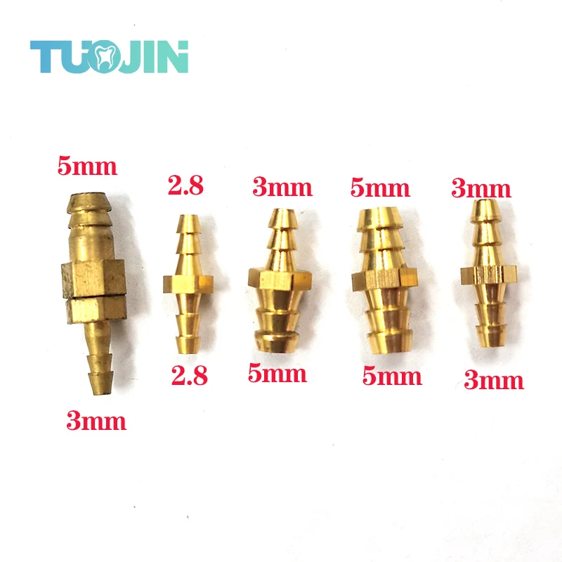 10pcs Dental Fitting Connector for Dental Air/ Water Pipe Joint Cupreous Tube Dental Chair Straight-through Joint Connector Pipe