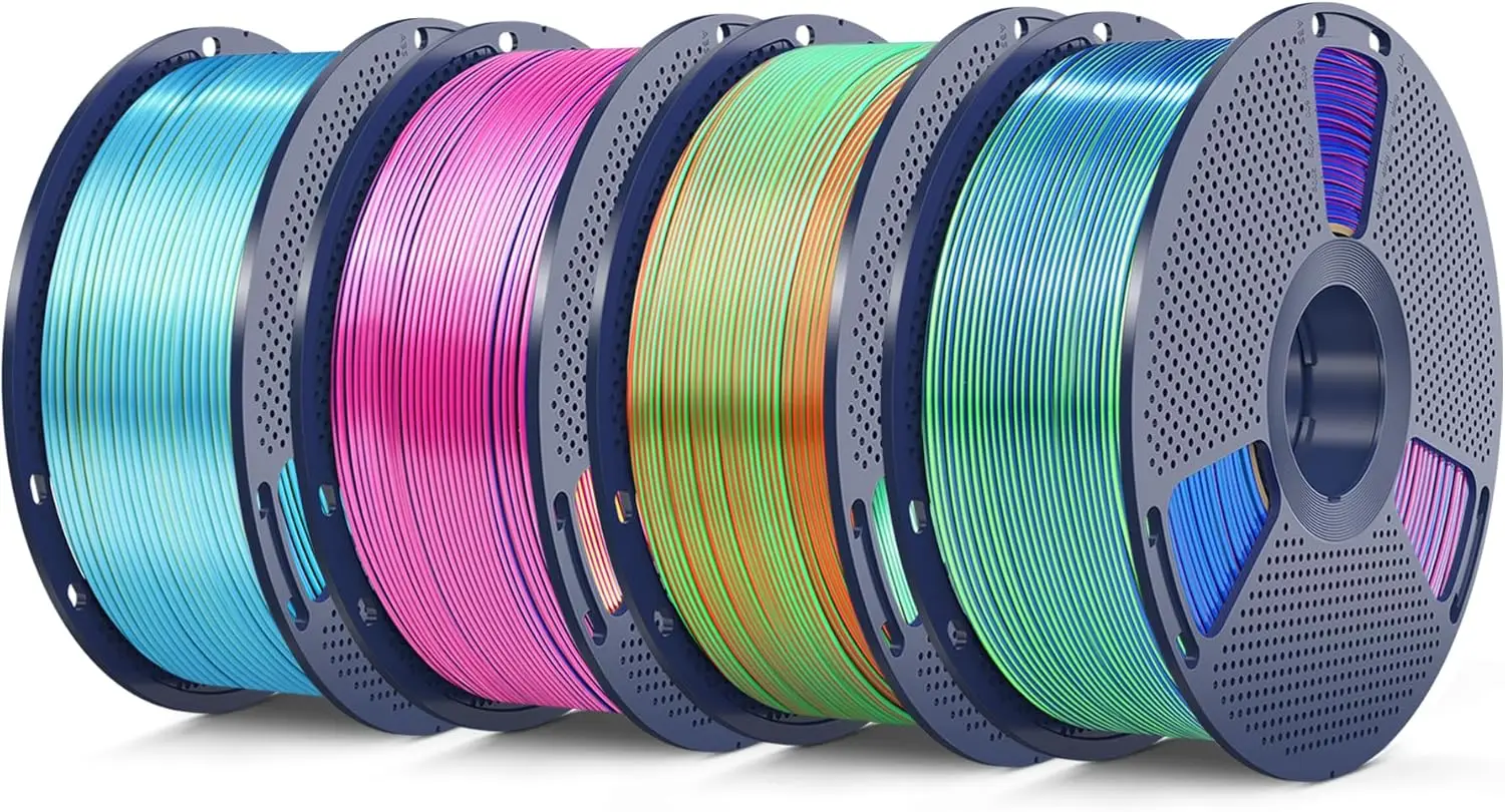 

4KG Triple Color Silk PLA 3D Printer Filament 1.75mm, 4 Spools, Dimensional Accuracy +/- 0.02mm, Silk Texture