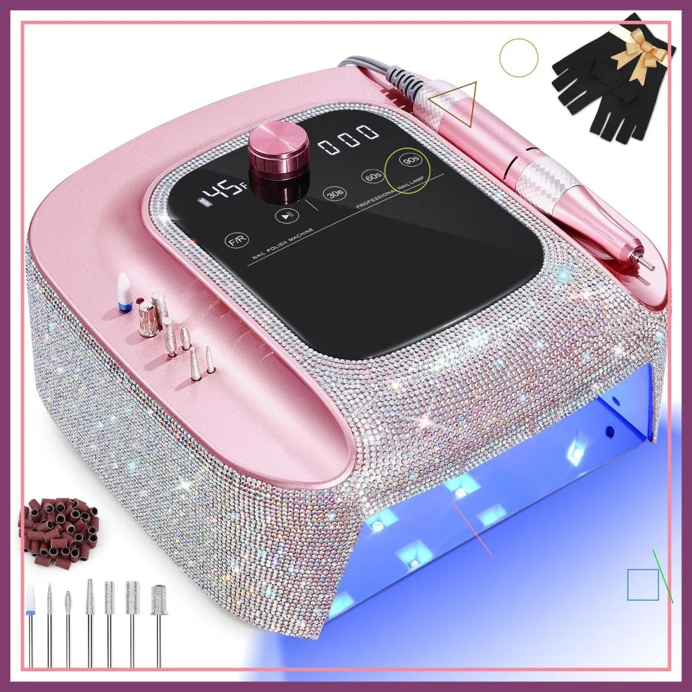 

2-in-1 Cordless UV LED Nail Lamp & Electric Drill Kit with Auto Sensor, LCD Display, 45000 RPM for Home Salon Use