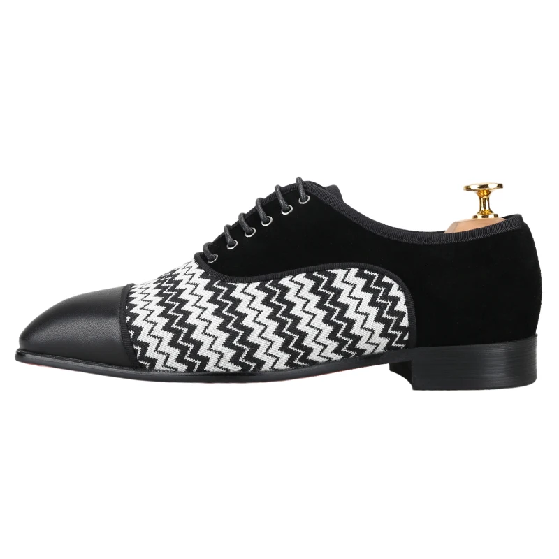 Piergitar New Style Stitching Materials Men's Lace-Up Shoes Italian Design Red Sole Oxfords For Party And Wedding Wear Plus Size