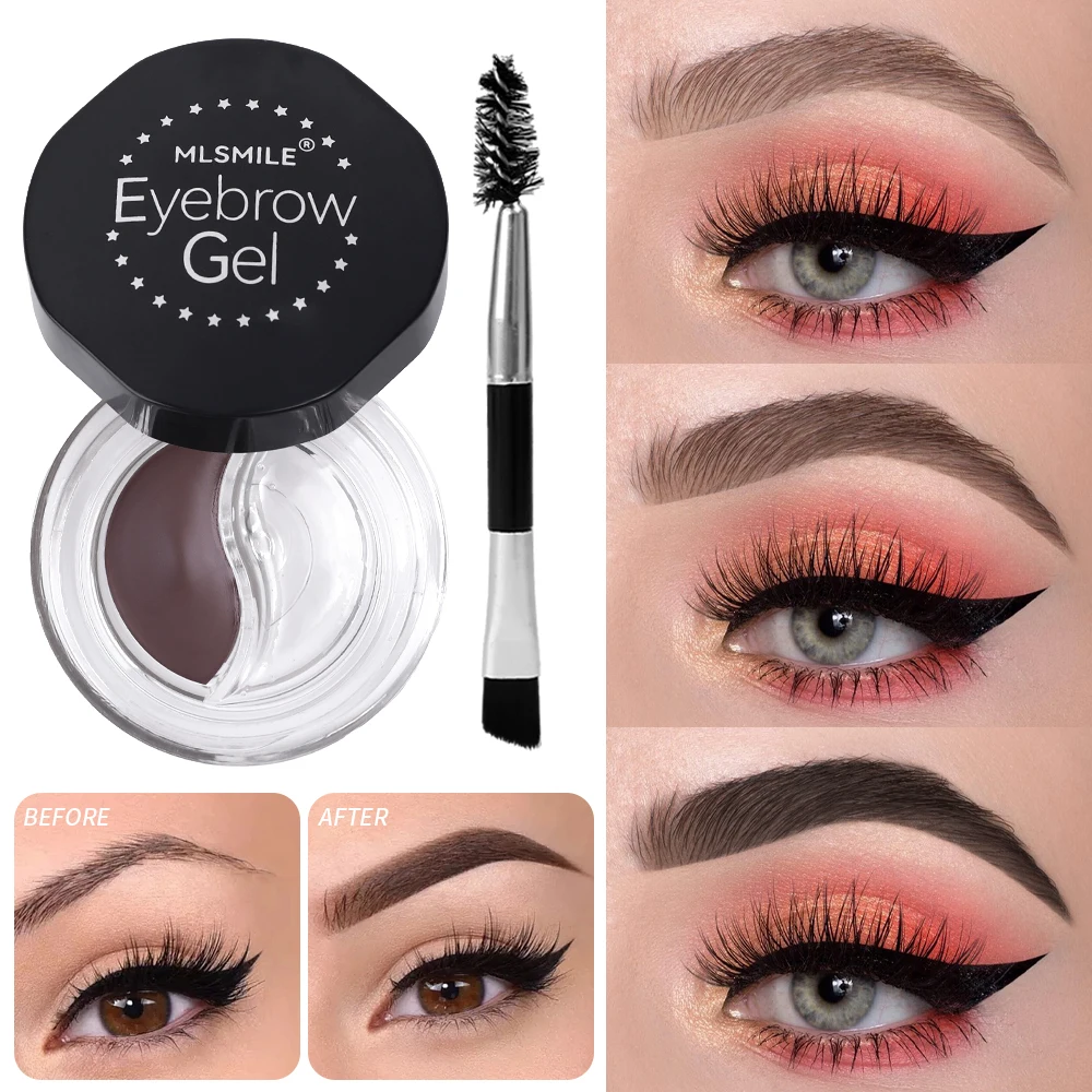 Eyebloguge-Pommade et gel 2 en 1 avec brosse, teinte pour sourcils, imperméable, longue durée, tenue extrême