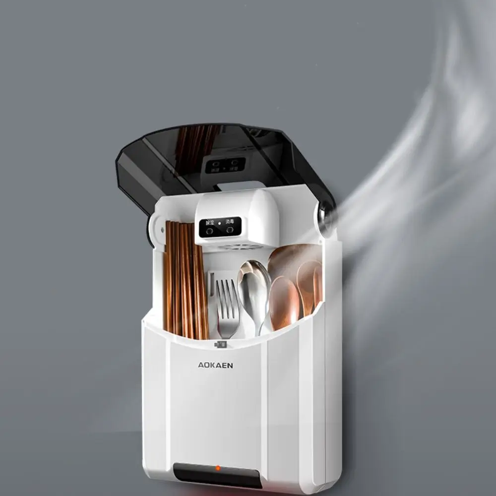 

Wall-mounted Chopstick Disinfection Rack Dustproof USB Charging Chopsticks Spoon Basket Mildew Proof Household Tableware Dryer