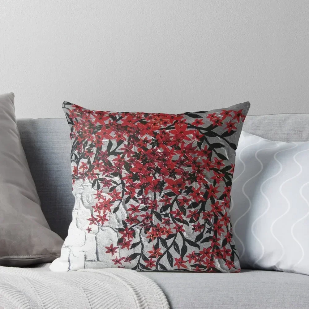 red black and silver blossom tree art Throw Pillow Luxury Pillow Cover Pillowcases Bed Cushions pillow