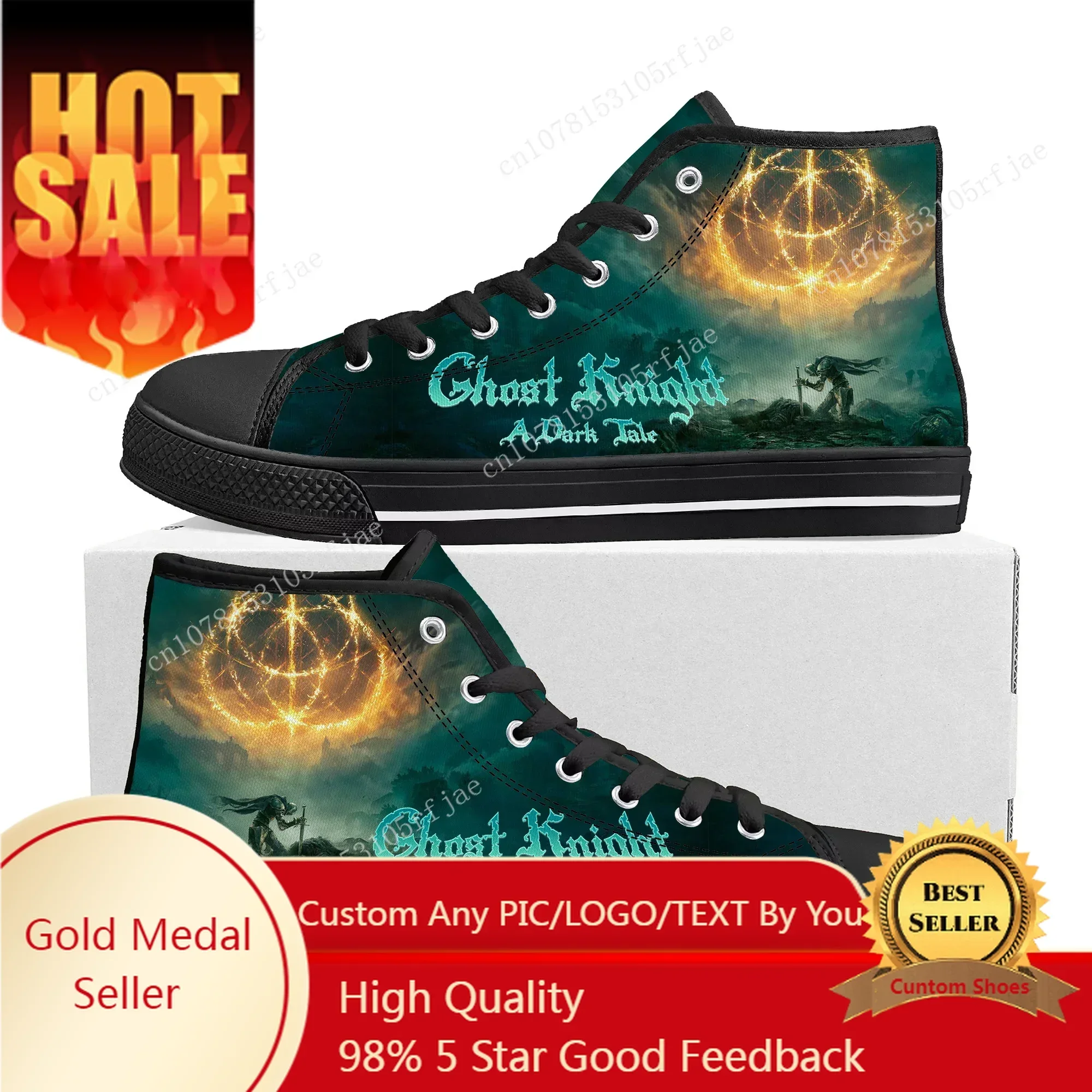 Hot Anime Cartoon Game Ghost Knight High Top Sneakers Mens Womens Teenager High Quality Canvas Sneaker Custom Built Couple Shoes