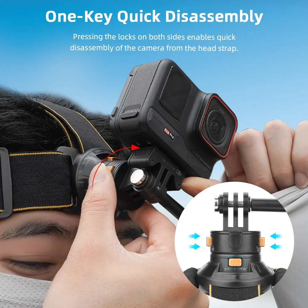 Flymile حزام الرأس جبل ل GoPro 13 12 11 10 9/DJI Action 3 4 /Pocket 3 عقال حزام كاميرا رياضية مدونة فيديو التصوير الفوتوغرافي ملحق