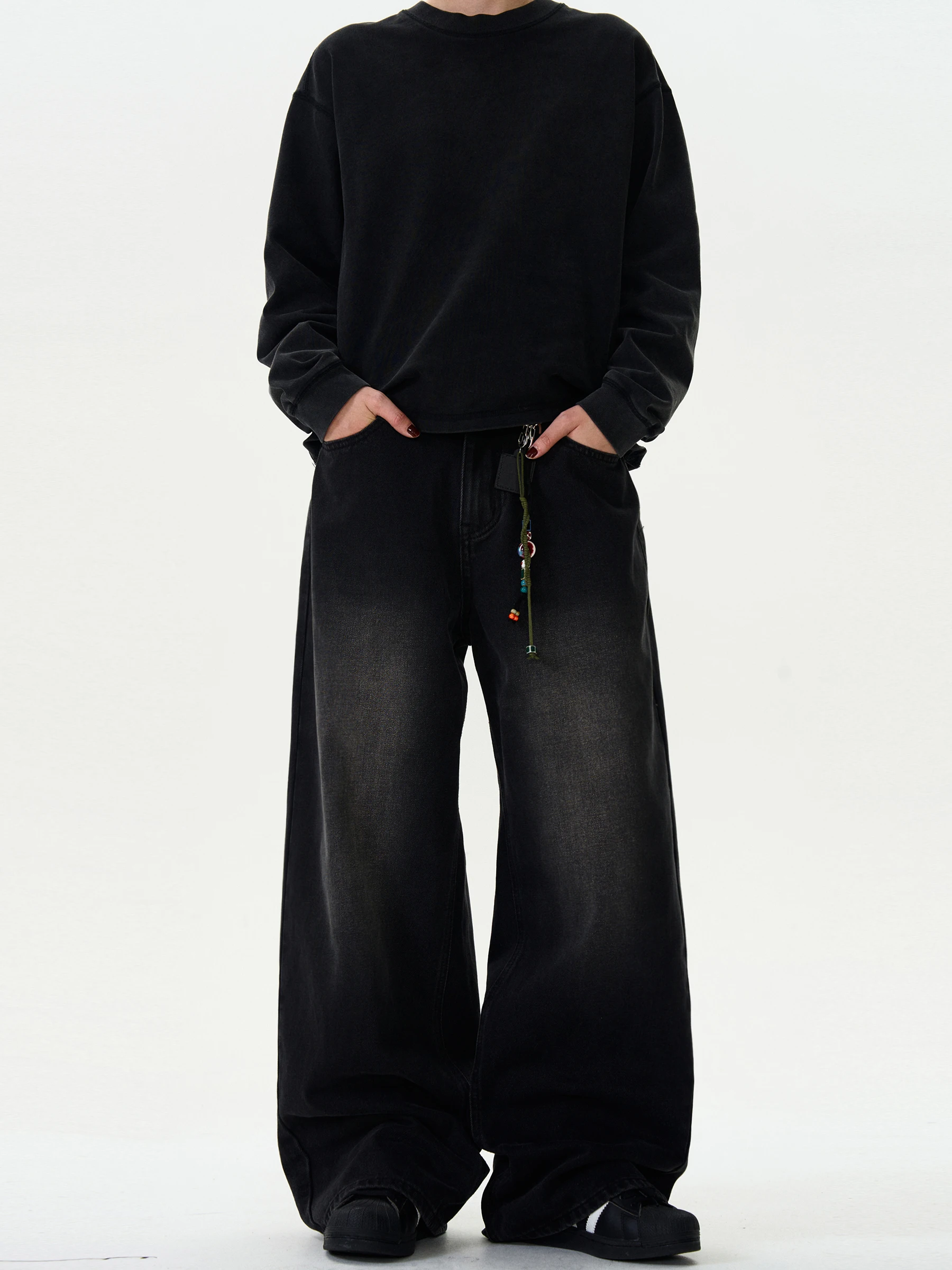 

Ретро джинсы-буткэт свободного кроя с широкими штанинами, повседневные, из смесового хлопка и полиэстера, для подростков, на все сезоны