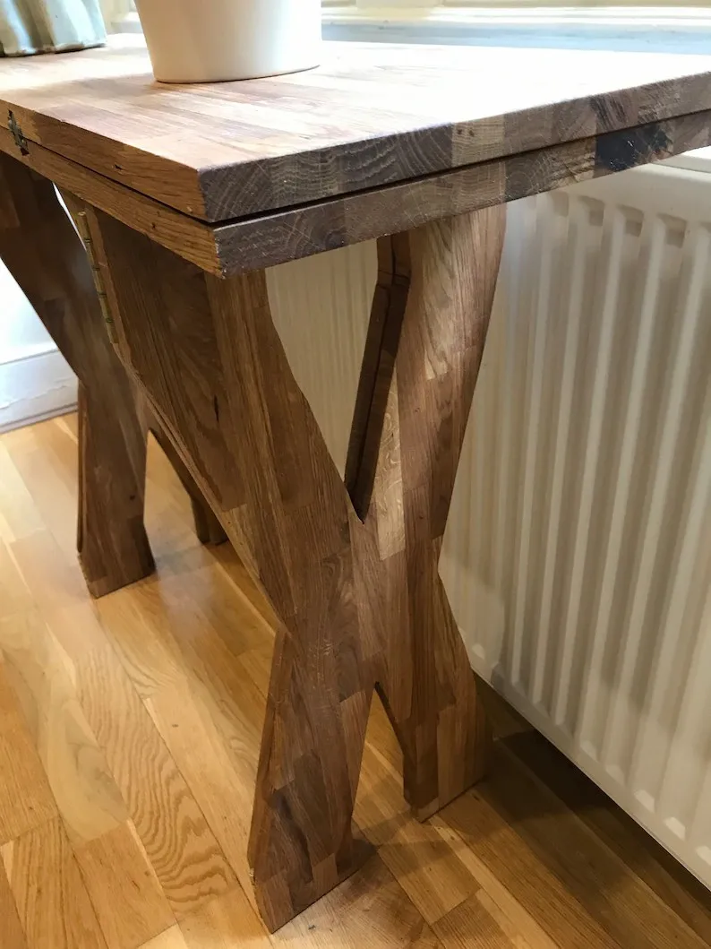 That Unfolds Double Extendable 2 Options Table Custom Order Finger Joint Oak Folding Wood Table