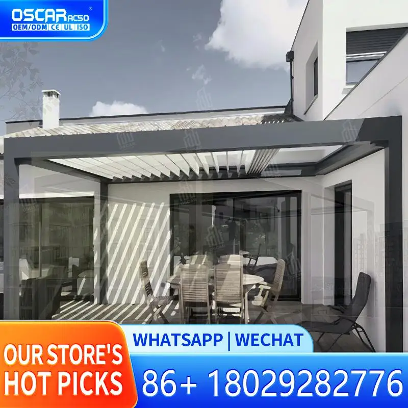 Photovoltaic Pergola With Solar Electrical Opening Louvre Roof For Backyard Garden Patio pergolas