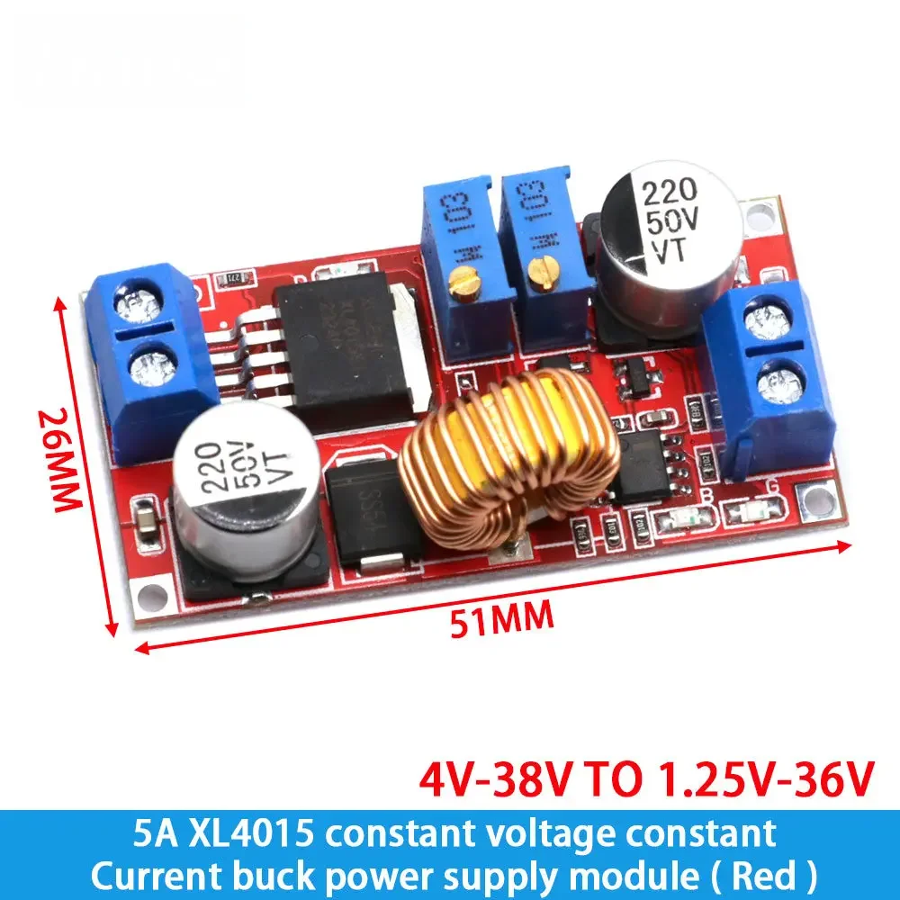 XL4015 5A DC-DC Step Down Power Module Wide Input 4V-38V Adjustable 1.25V-36V Buck Regulator Board For Car DIY Power Conversion