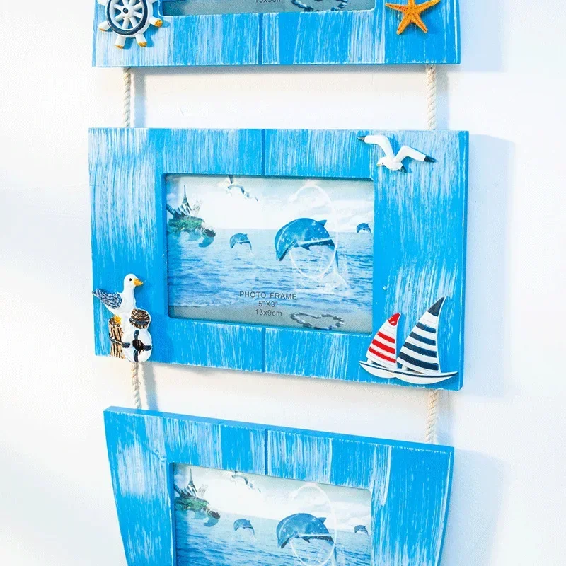 Five Photo Frame Home Accessories Mediterranean Decorative European Photo Frame Wooden Fish Picture Frames