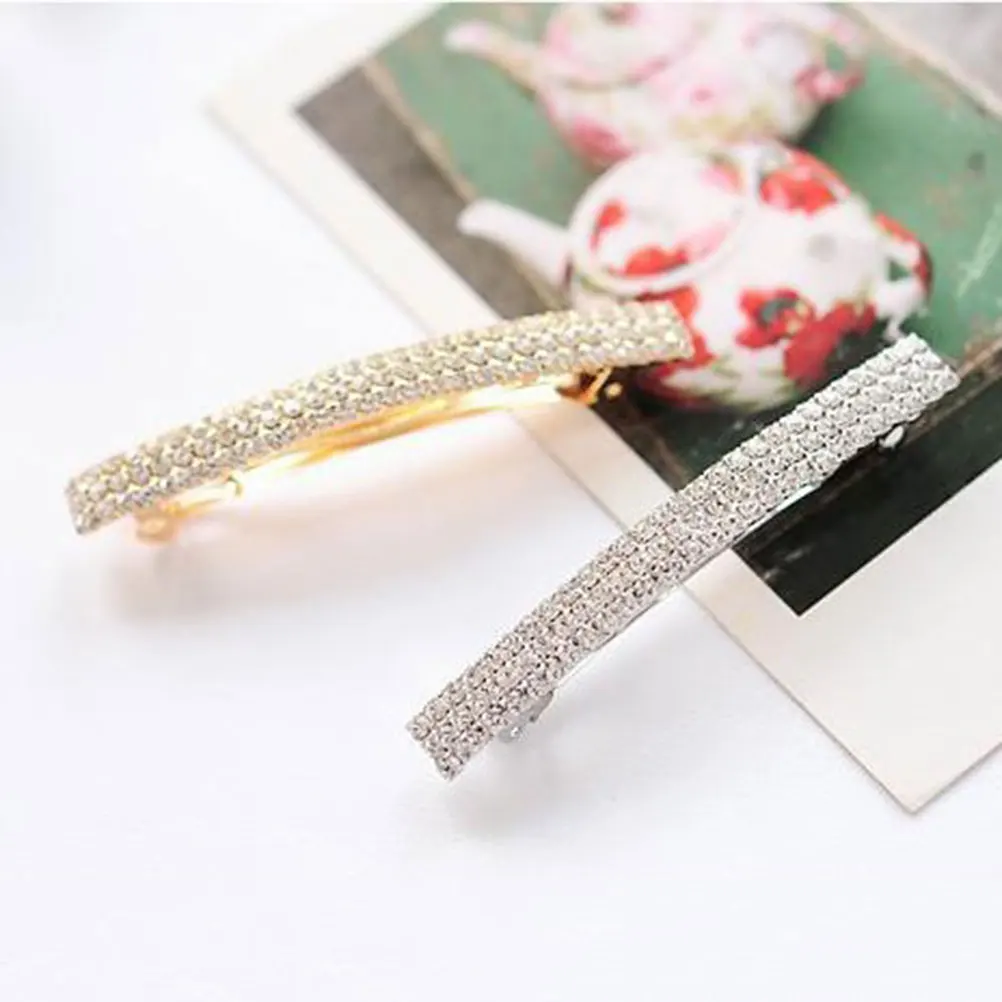 

4pcs Women Hair Clips Rhinestone Barrettes Snap Crystal Elegant Daily Wedding Party Accessories Girls Hairpins Decorations