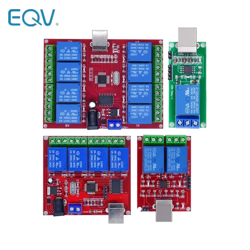 5V 12V 1 2 4 8 Channel USB Relay Control Switch Programmable Computer Control For Smart Home PC Intelligent Controller