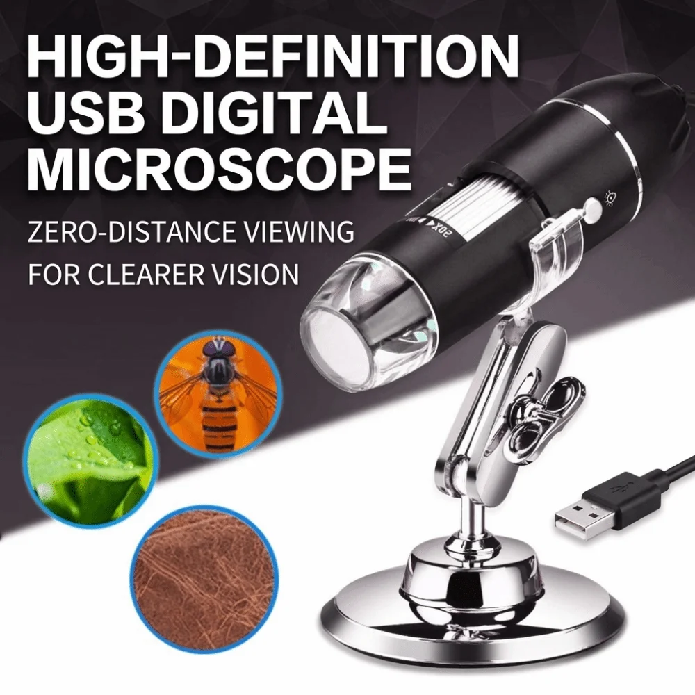 3 in 1 USB Digital Microscope 1600X/1000X/500X Portable Portable Inspection Camera Multi-use 500/1000/1600LED Lights