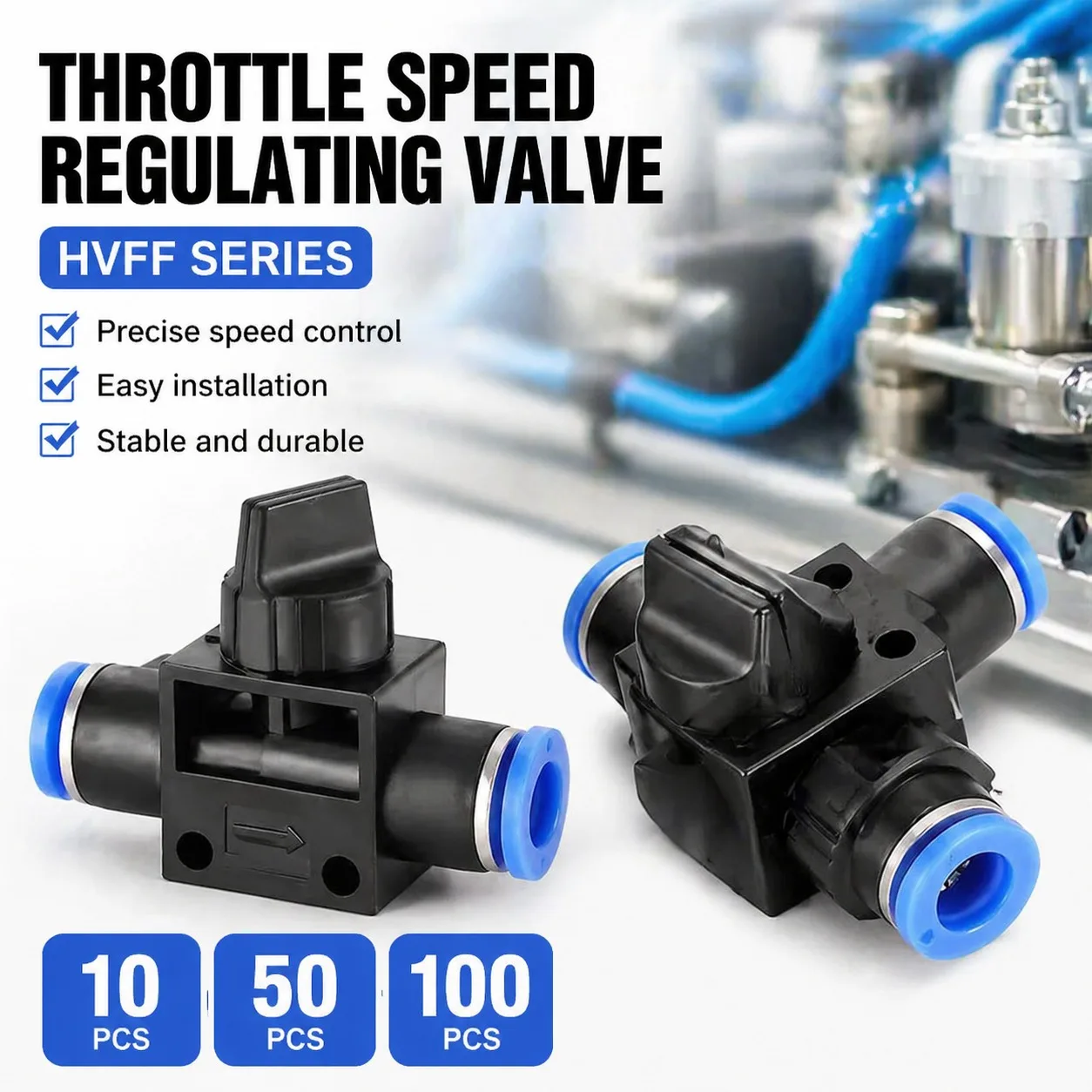 

HVFF Pneumatic Fitting 2 Way Quick Push Connector Tube Hose 4mm 6mm 8mm 10mm 12mm Air Pneumatic Parts Plastic Switch Controller