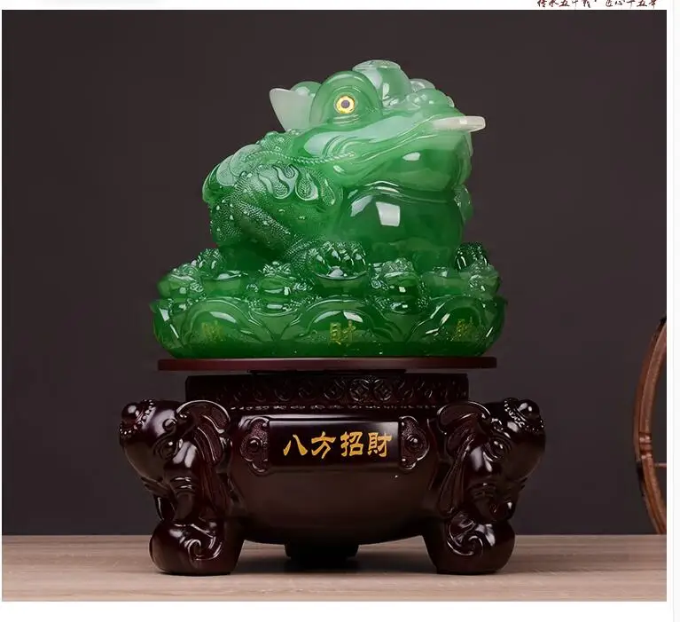 GOOD LUCK  -39CM Large -office home shop company efficacious Talisman Bring in wealth JIN CHAN FENG SHUI jade Sculpture statue