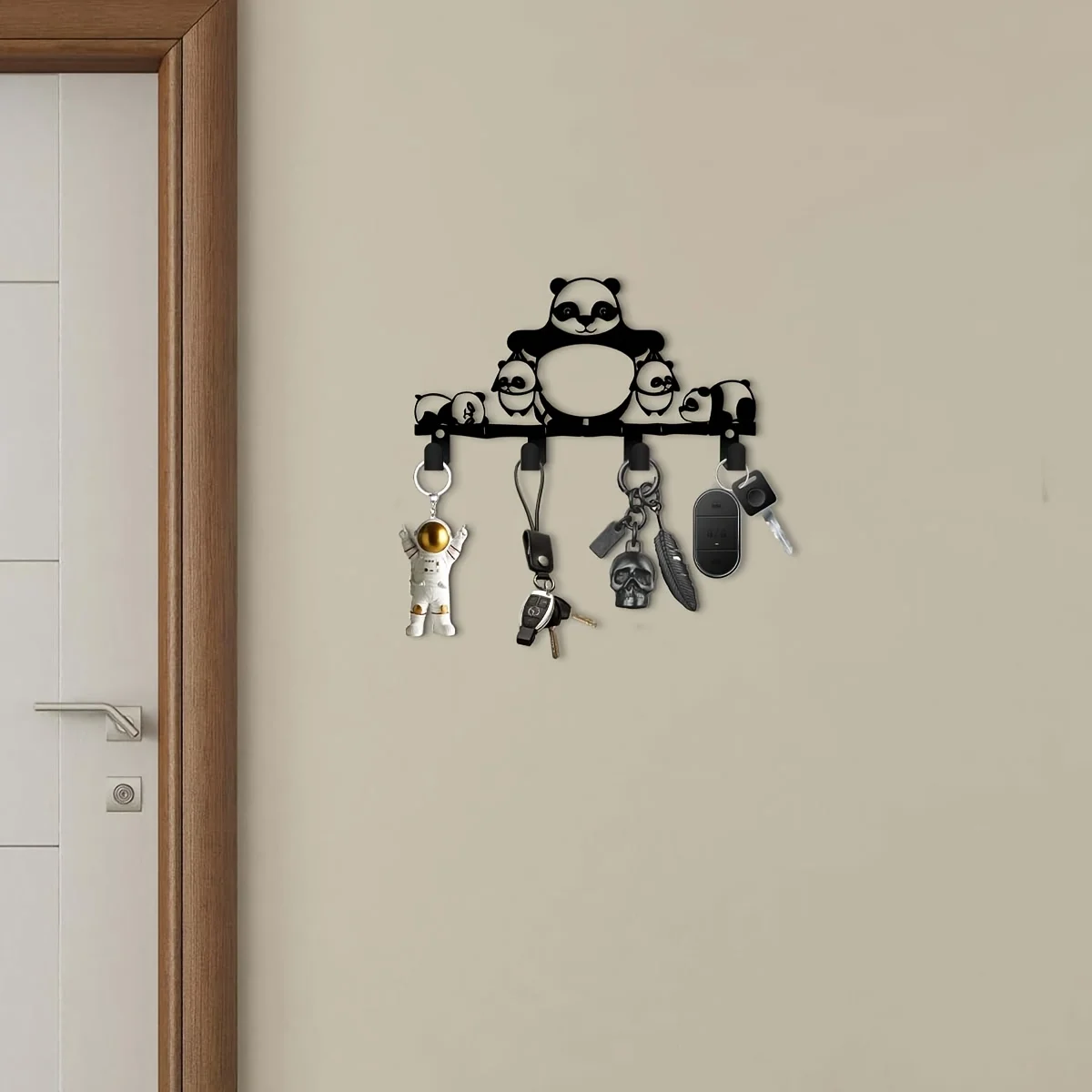 CIFBUY Cute Panda Iron Wall Art Metal Key Hook Decor for Home Office Kitchen Porch Hat Ribbon Storage Vintage Decor