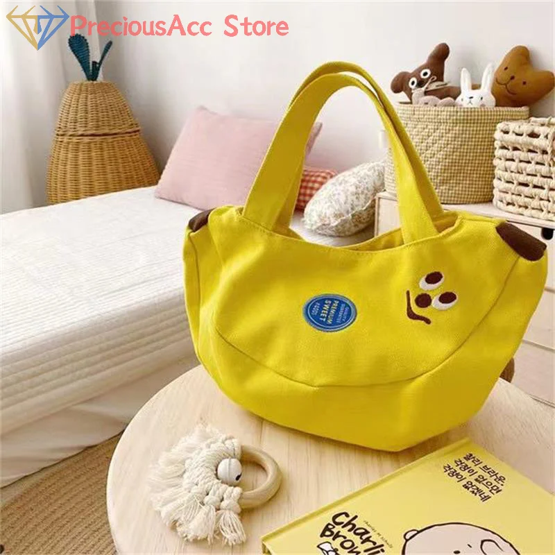 Funny Banana Canvas Tote Bag Large Capacity Shopping Handbag for Women Kids Casual Grocery Beach Travel Daily Carry Gift