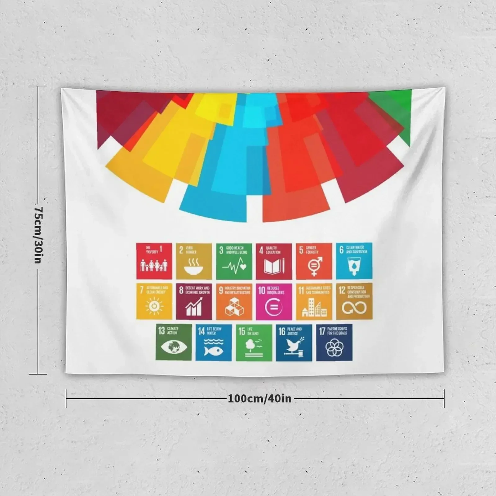 UN Global Goals | Sustainable Development Goals 2030 Colorful Tapestry Cute Room Things Luxury Living Room Decoration Tapestry