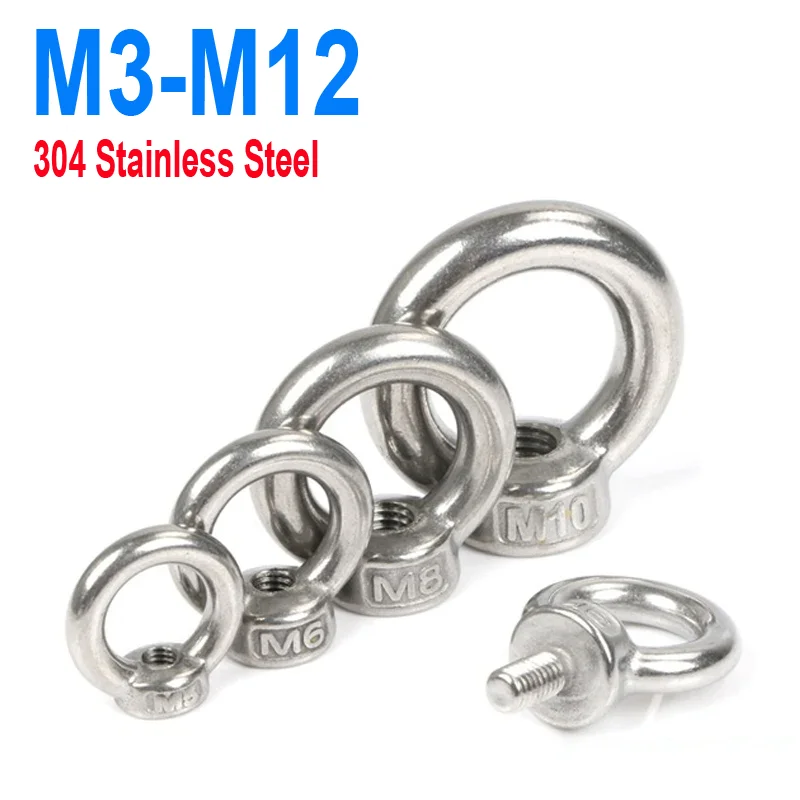 

1/ 2/ 5pcs Lifting Eye Nuts/ Screw Ring Eyebolt Ring Hooking Nut Screws M3 M4 M5 M6 M8 M10 M12 304 Stainless Steel